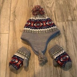 Old Navy fair isle hat and mitten set, sz M